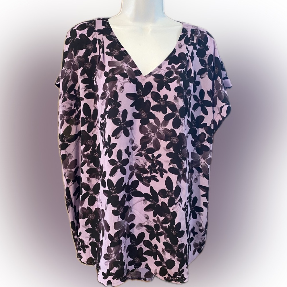 Simply Vera Vera Wang Purple Tunic Sheer Floral XXL